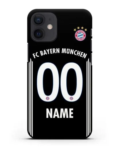 Именной чехол Бавария Мюнхен с фамилией и номером (сезон 2018-2019) черная форма силиконовый для iPhone 12 mini