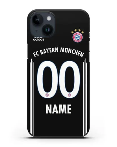Именной чехол Бавария Мюнхен с фамилией и номером (сезон 2018-2019) черная форма силиконовый для iPhone 14 Plus