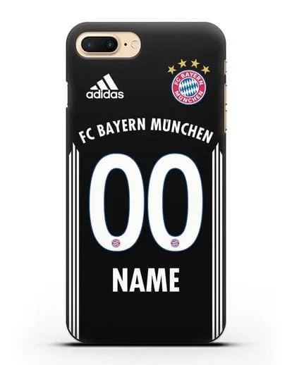 Именной чехол Бавария Мюнхен с фамилией и номером (сезон 2018-2019) черная форма силиконовый для iPhone 8 Plus