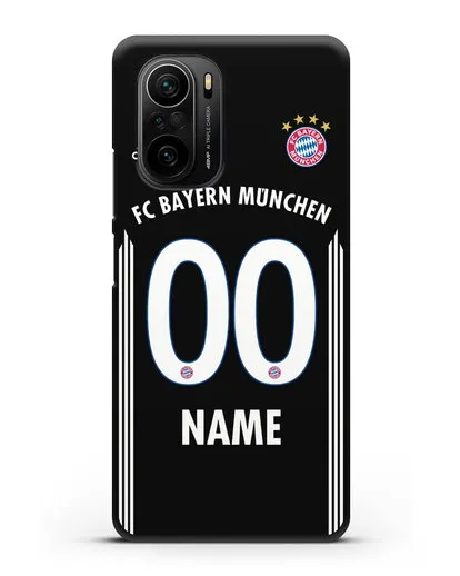 Именной чехол Бавария Мюнхен с фамилией и номером (сезон 2018-2019) черная форма силиконовый для Xiaomi Poco F3