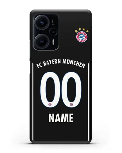 Именной чехол Бавария Мюнхен с фамилией и номером (сезон 2018-2019) черная форма силиконовый для Xiaomi Poco F5