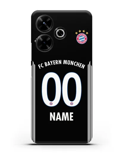 Именной чехол Бавария Мюнхен с фамилией и номером (сезон 2018-2019) черная форма силиконовый для Xiaomi Poco M6