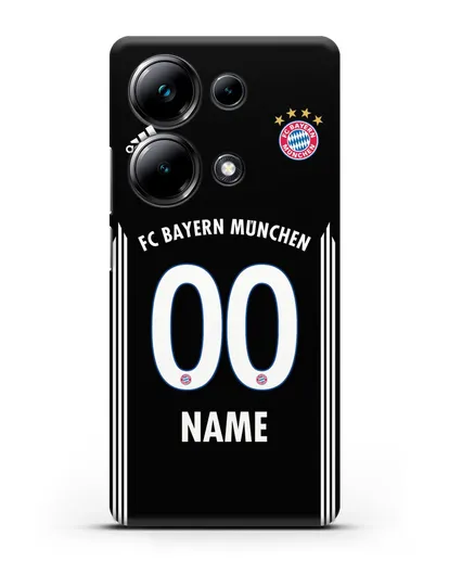 Именной чехол Бавария Мюнхен с фамилией и номером (сезон 2018-2019) черная форма силиконовый для Xiaomi Poco M6 Pro