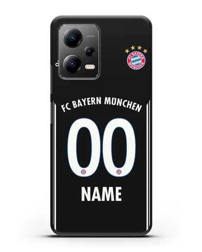 Именной чехол Бавария Мюнхен с фамилией и номером (сезон 2018-2019) черная форма силиконовый для Xiaomi Poco X5