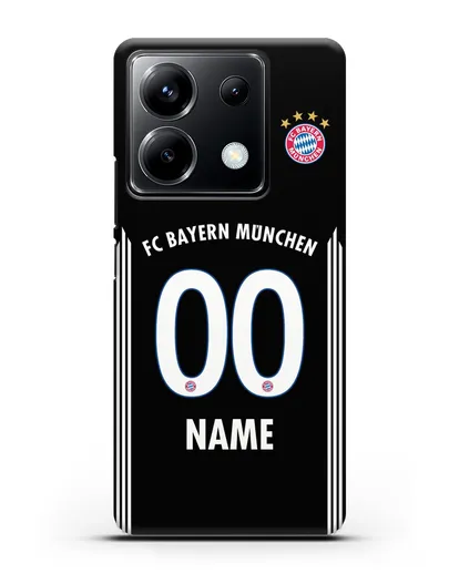 Именной чехол Бавария Мюнхен с фамилией и номером (сезон 2018-2019) черная форма силиконовый для Xiaomi Poco X6