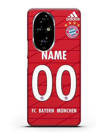 Именной чехол Бавария Мюнхен с фамилией и номером (сезон 2019-2020) красная форма силиконовый для Honor 200 Pro