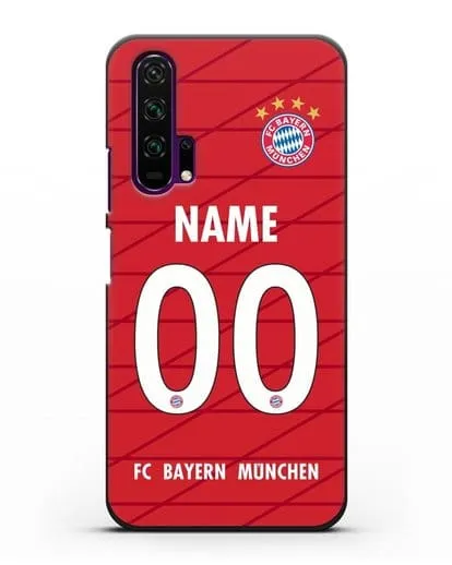 Именной чехол Бавария Мюнхен с фамилией и номером (сезон 2019-2020) красная форма силиконовый для Honor 20 Pro