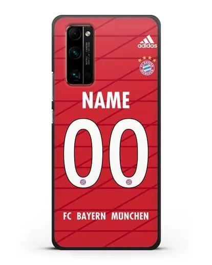 Именной чехол Бавария Мюнхен с фамилией и номером (сезон 2019-2020) красная форма силиконовый для Honor 30 Pro Plus
