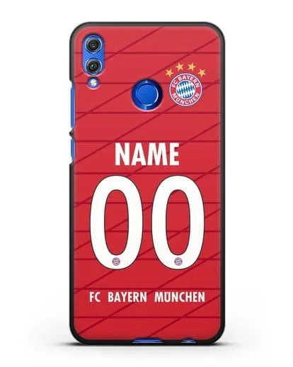 Именной чехол Бавария Мюнхен с фамилией и номером (сезон 2019-2020) красная форма силиконовый для Honor 8X