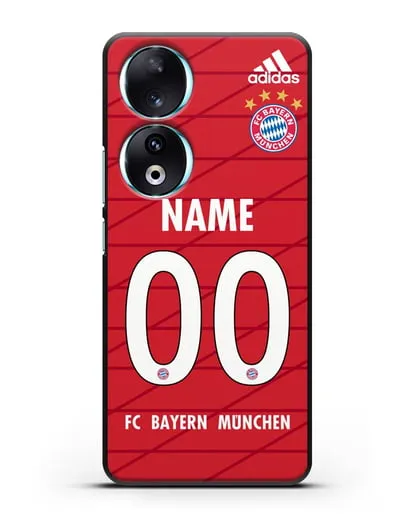Именной чехол Бавария Мюнхен с фамилией и номером (сезон 2019-2020) красная форма силиконовый для Honor 90