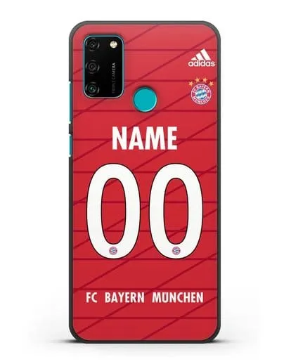 Именной чехол Бавария Мюнхен с фамилией и номером (сезон 2019-2020) красная форма силиконовый для Honor 9A