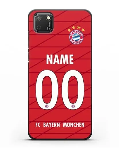 Именной чехол Бавария Мюнхен с фамилией и номером (сезон 2019-2020) красная форма силиконовый для Honor 9S
