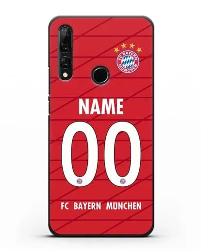 Именной чехол Бавария Мюнхен с фамилией и номером (сезон 2019-2020) красная форма силиконовый для Honor 9X