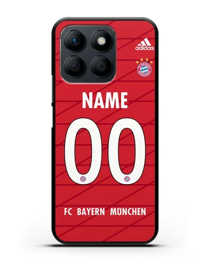 Именной чехол Бавария Мюнхен с фамилией и номером (сезон 2019-2020) красная форма силиконовый для Honor X8b