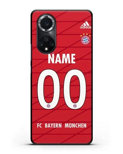 Именной чехол Бавария Мюнхен с фамилией и номером (сезон 2019-2020) красная форма силиконовый для Huawei Nova 9