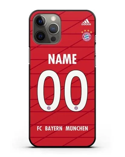 Именной чехол Бавария Мюнхен с фамилией и номером (сезон 2019-2020) красная форма силиконовый для iPhone 12 Pro Max