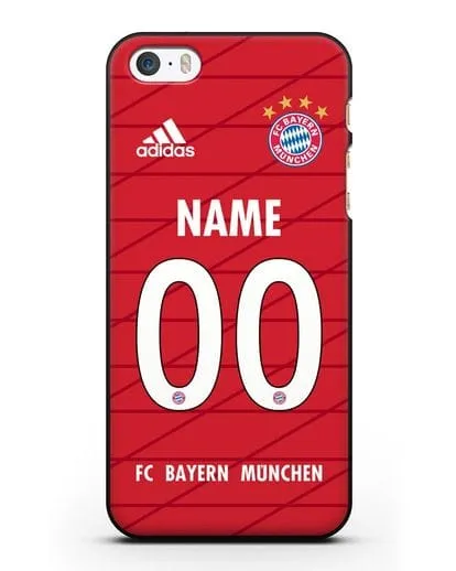 Именной чехол Бавария Мюнхен с фамилией и номером (сезон 2019-2020) красная форма силиконовый для iPhone 5/5s/SE
