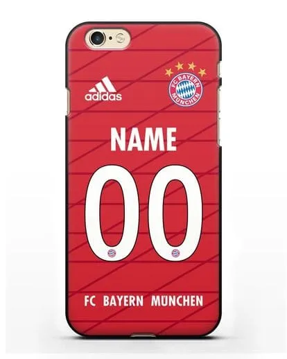 Именной чехол Бавария Мюнхен с фамилией и номером (сезон 2019-2020) красная форма силиконовый для iPhone 6