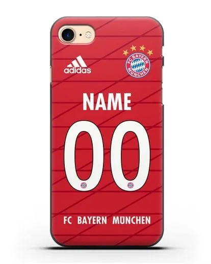 Именной чехол Бавария Мюнхен с фамилией и номером (сезон 2019-2020) красная форма силиконовый для iPhone 7