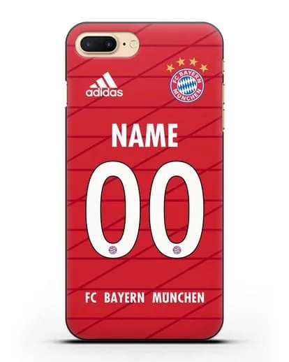 Именной чехол Бавария Мюнхен с фамилией и номером (сезон 2019-2020) красная форма силиконовый для iPhone 8 Plus