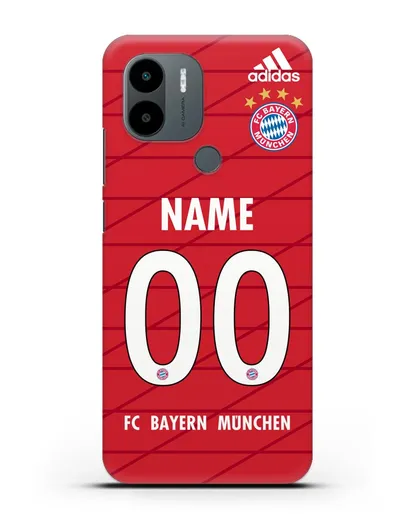 Именной чехол Бавария Мюнхен с фамилией и номером (сезон 2019-2020) красная форма силиконовый для Xiaomi Poco C51