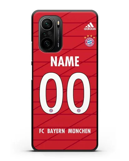 Именной чехол Бавария Мюнхен с фамилией и номером (сезон 2019-2020) красная форма силиконовый для Xiaomi Poco F3