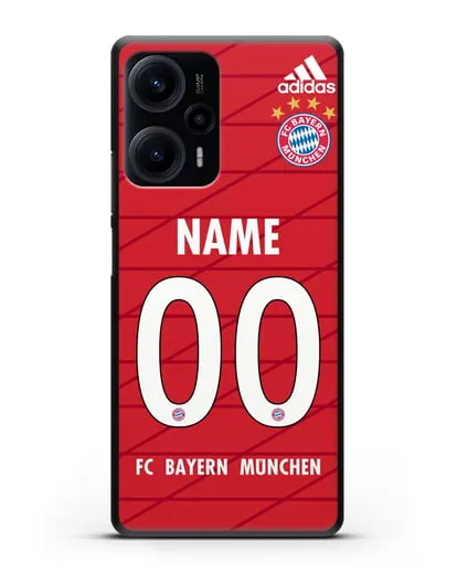 Именной чехол Бавария Мюнхен с фамилией и номером (сезон 2019-2020) красная форма силиконовый для Xiaomi Poco F5