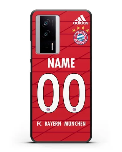 Именной чехол Бавария Мюнхен с фамилией и номером (сезон 2019-2020) красная форма силиконовый для Xiaomi Poco F5 Pro