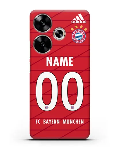 Именной чехол Бавария Мюнхен с фамилией и номером (сезон 2019-2020) красная форма силиконовый для Xiaomi Poco F6