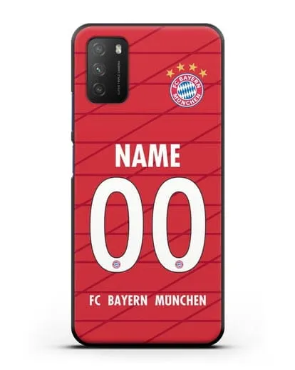 Именной чехол Бавария Мюнхен с фамилией и номером (сезон 2019-2020) красная форма силиконовый для Xiaomi Poco M3