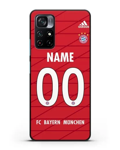Именной чехол Бавария Мюнхен с фамилией и номером (сезон 2019-2020) красная форма силиконовый для Xiaomi Poco M4 Pro 5G