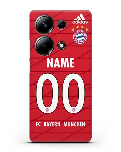 Именной чехол Бавария Мюнхен с фамилией и номером (сезон 2019-2020) красная форма силиконовый для Xiaomi Poco M6 Pro