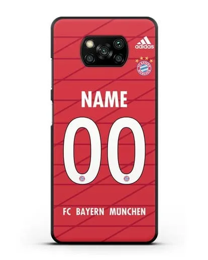 Именной чехол Бавария Мюнхен с фамилией и номером (сезон 2019-2020) красная форма силиконовый для Xiaomi Poco X3