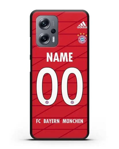 Именной чехол Бавария Мюнхен с фамилией и номером (сезон 2019-2020) красная форма силиконовый для Xiaomi Poco X4 GT