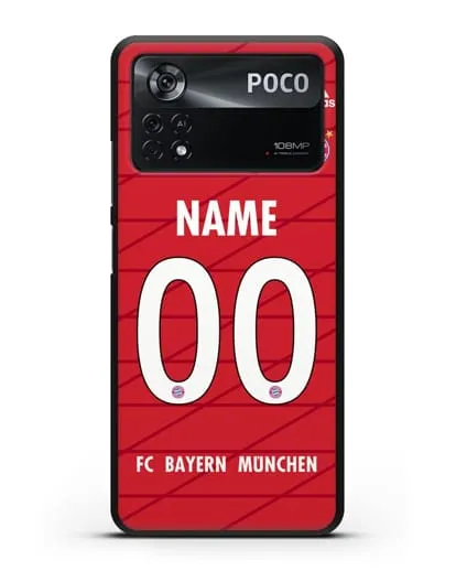 Именной чехол Бавария Мюнхен с фамилией и номером (сезон 2019-2020) красная форма силиконовый для Xiaomi Poco X4 Pro