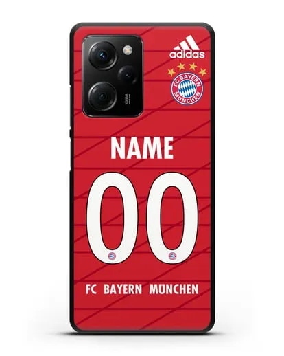 Именной чехол Бавария Мюнхен с фамилией и номером (сезон 2019-2020) красная форма силиконовый для Xiaomi Poco X5 Pro