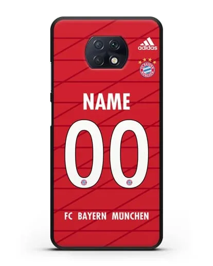 Именной чехол Бавария Мюнхен с фамилией и номером (сезон 2019-2020) красная форма силиконовый для Xiaomi Redmi Note 9T