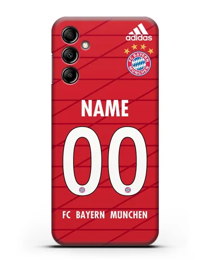 Именной чехол Бавария Мюнхен с фамилией и номером (сезон 2019-2020) красная форма силиконовый для Samsung Galaxy A14 [SM-A145]
