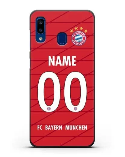 Именной чехол Бавария Мюнхен с фамилией и номером (сезон 2019-2020) красная форма силиконовый для Samsung Galaxy A20 [SM-A205FN]