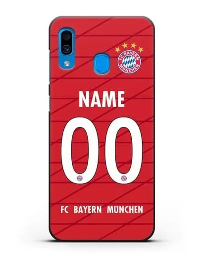Именной чехол Бавария Мюнхен с фамилией и номером (сезон 2019-2020) красная форма силиконовый для Samsung Galaxy A30 [SM-A305FN]