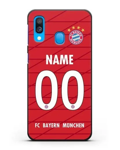 Именной чехол Бавария Мюнхен с фамилией и номером (сезон 2019-2020) красная форма силиконовый для Samsung Galaxy A40 [SM-A405F]