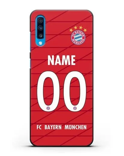 Именной чехол Бавария Мюнхен с фамилией и номером (сезон 2019-2020) красная форма силиконовый для Samsung Galaxy A70 [SM-A705F]