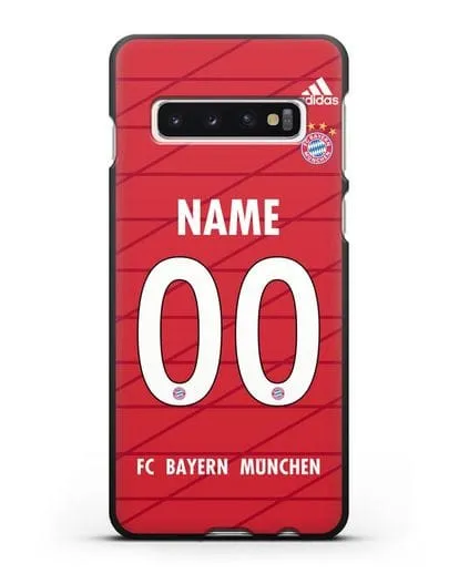 Именной чехол Бавария Мюнхен с фамилией и номером (сезон 2019-2020) красная форма силиконовый для Samsung Galaxy S10 [SM-G973F]