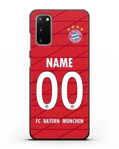 Именной чехол Бавария Мюнхен с фамилией и номером (сезон 2019-2020) красная форма силиконовый для Samsung Galaxy S20 [SM-G980F]