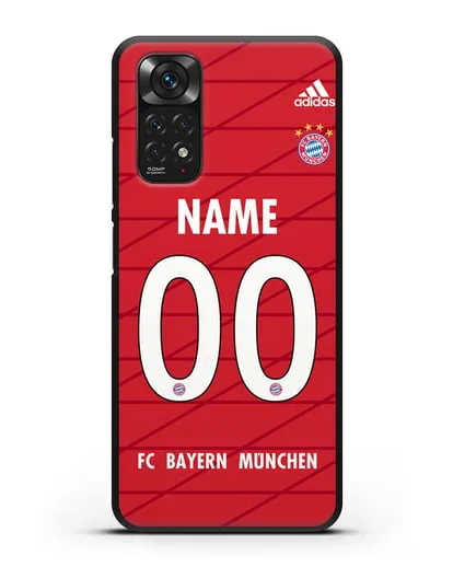 Именной чехол Бавария Мюнхен с фамилией и номером (сезон 2019-2020) красная форма силиконовый для Xiaomi Redmi Note 11S