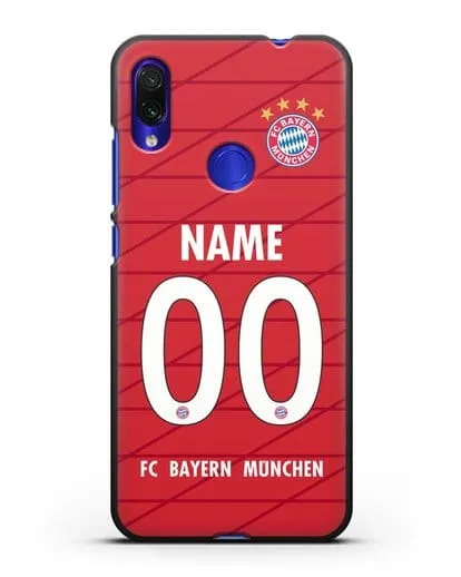 Именной чехол Бавария Мюнхен с фамилией и номером (сезон 2019-2020) красная форма силиконовый для Xiaomi Redmi Note 7