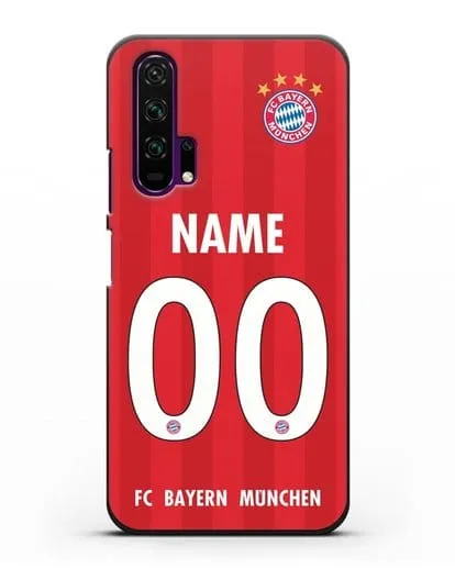 Именной чехол ФК Бавария Мюнхен с фамилией и номером (сезон 2020-2021) домашняя форма силиконовый для Honor 20 Pro