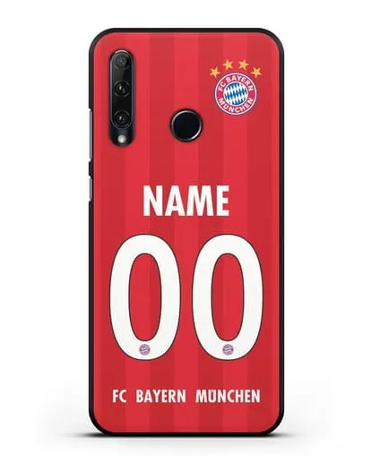 Именной чехол ФК Бавария Мюнхен с фамилией и номером (сезон 2020-2021) домашняя форма силиконовый для Honor 20e
