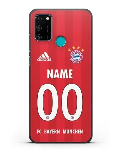 Именной чехол ФК Бавария Мюнхен с фамилией и номером (сезон 2020-2021) домашняя форма силиконовый для Honor 9A