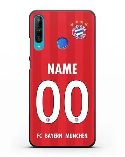Именной чехол ФК Бавария Мюнхен с фамилией и номером (сезон 2020-2021) домашняя форма силиконовый для Honor 9C